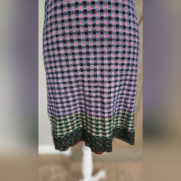 Vintage M MISSONI Sleeveless Silver Thread Detail Pink/green Multi Dress.US 4 - Picture 9 of 16